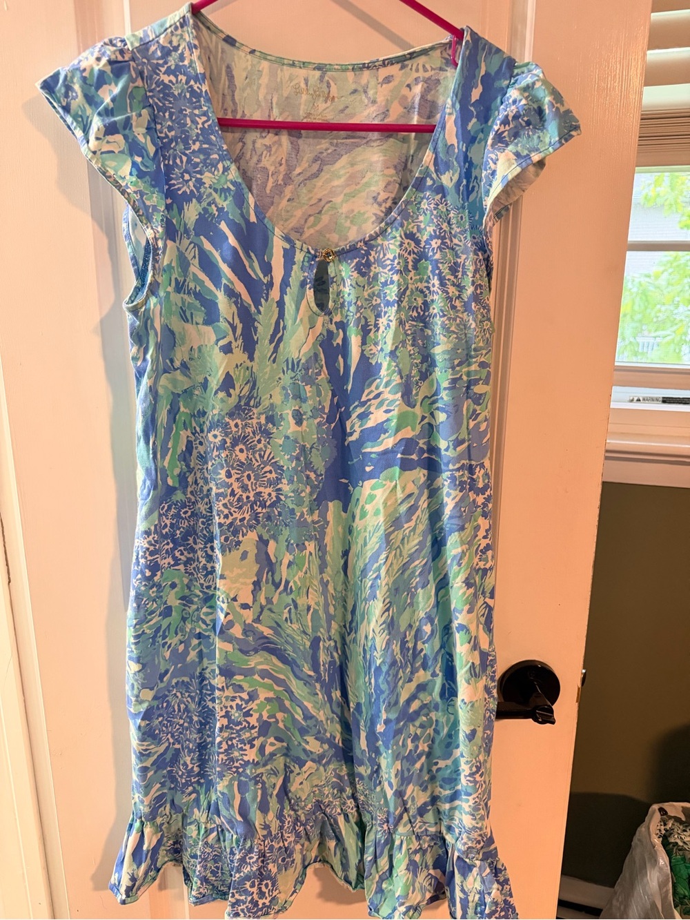 Lilly Pulitzer Blue, Mint & White Abstract Floral Dress